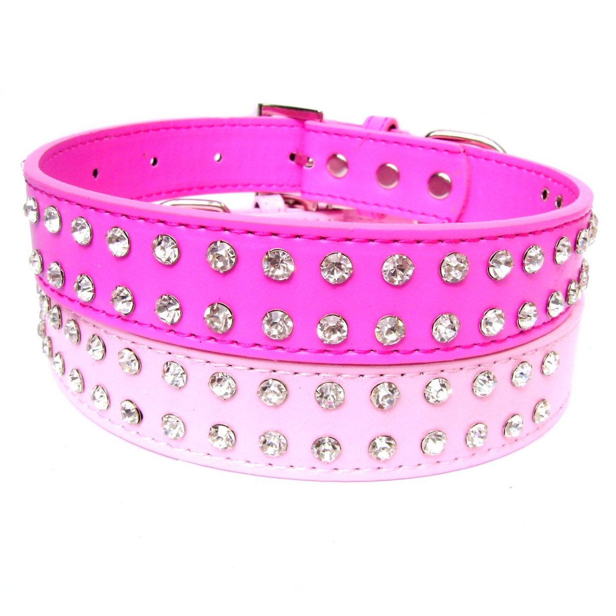 2-Row Dog Collars - Fuchsia Pink